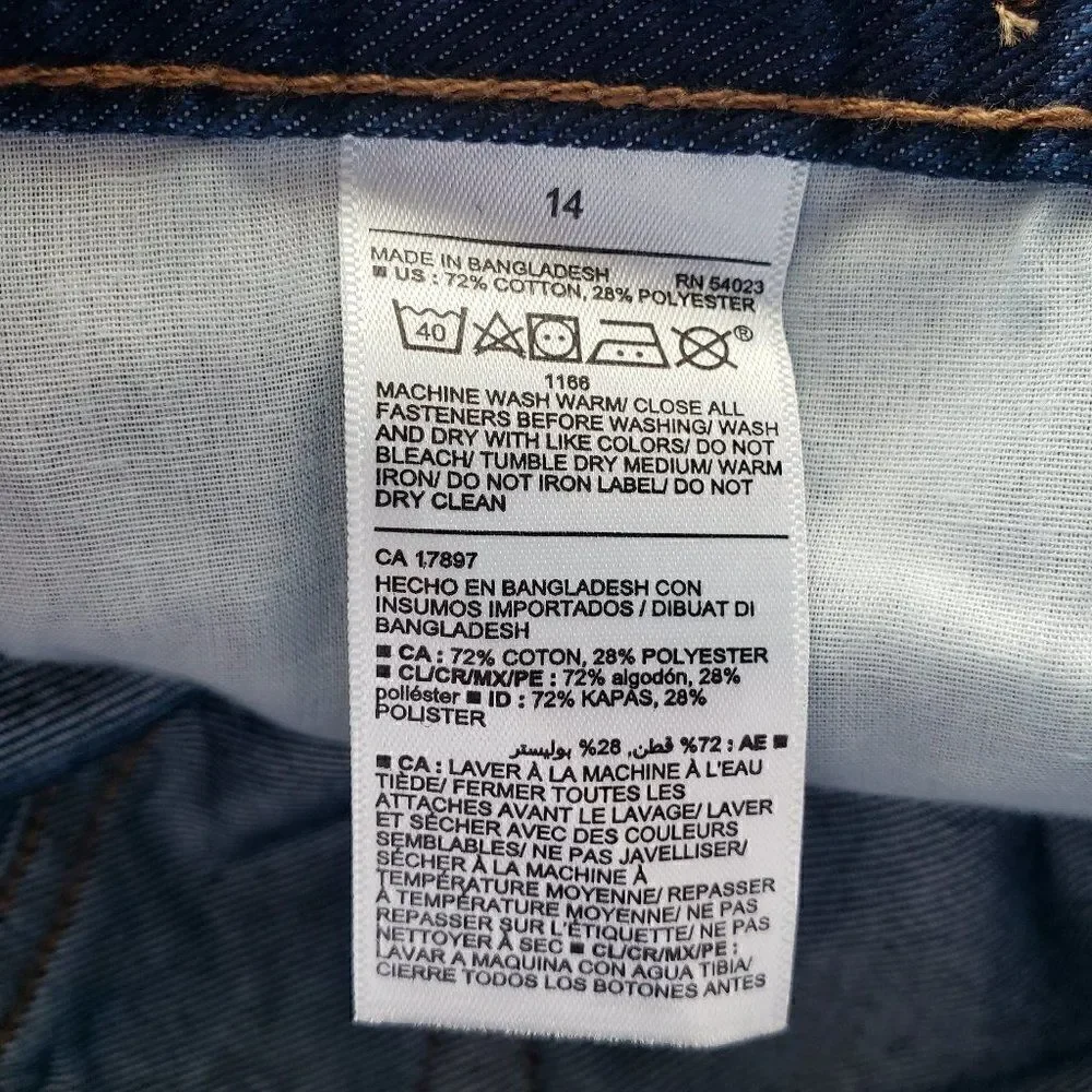 Old Navy Boys Straight Jeans Size 14 Built In Tough Adjustable Waist Dark Blue